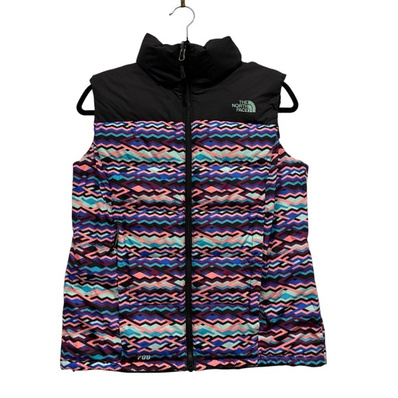 The North Face 700 Vest Goose Down Size M Colorful Zig Zag Chevron - Picture 1 of 16
